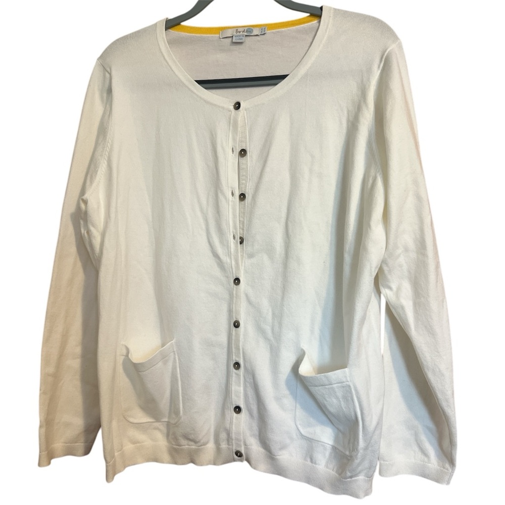 Boden Cream Button-Up Cardigan